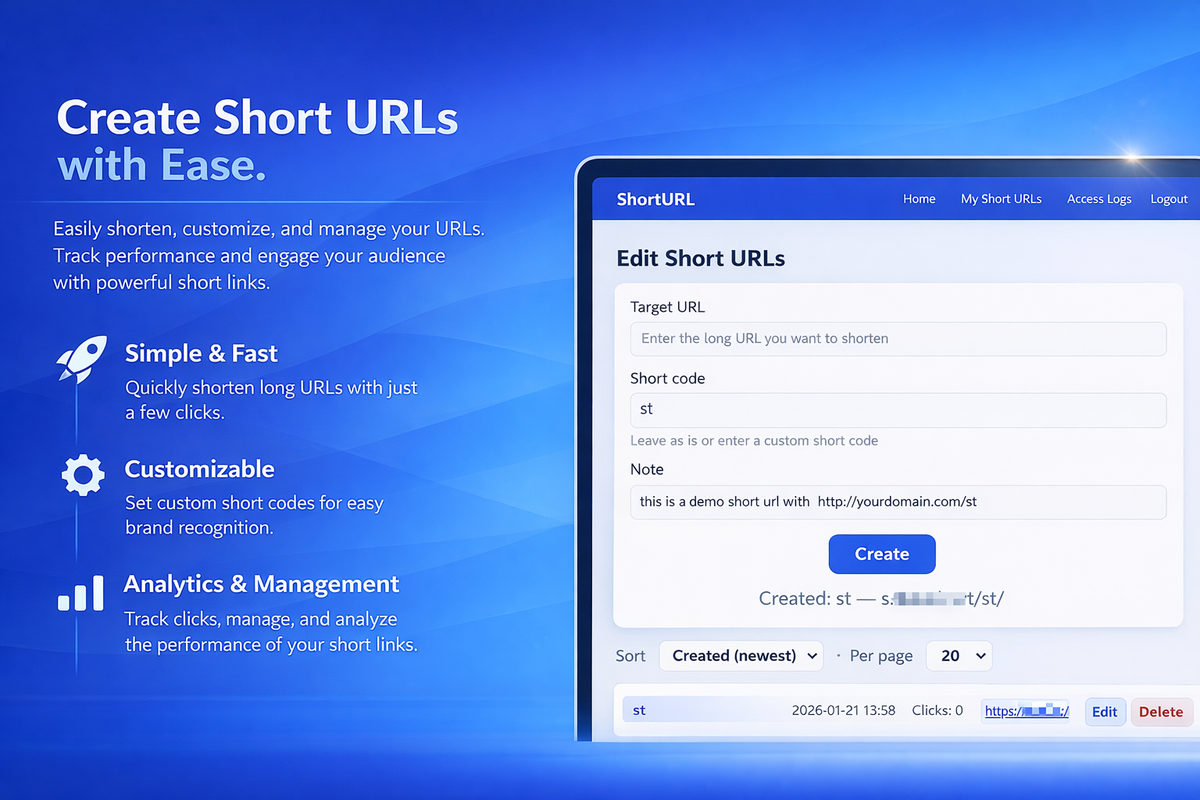 ShortURL Platform with QR Codes, Click Stats and CSV Export (Python, Django)